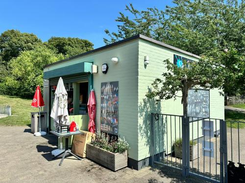 Cafe Kiosk at Dukes Meadows Paddling Pool, Alexandra Gardens, Chiswick, London, W4
